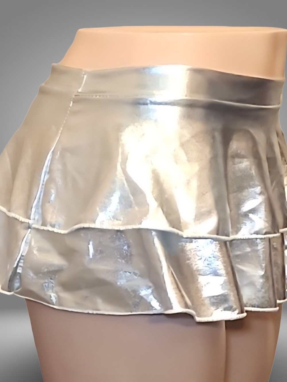 Women's Silver Dancewear Skirt Size L Micro Mini Skirt Rave Exotic Y2K Stripper - Picture 6 of 7